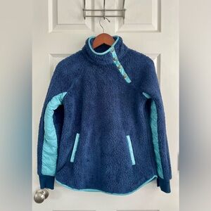 Women’s Southern Tide Navy and Aqua Cowl Neck Sweater
